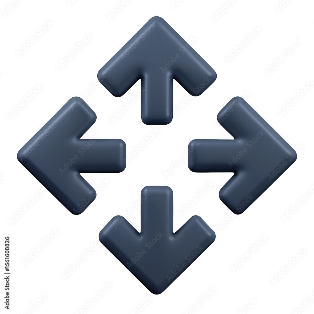 Poster four way arrow icon isolated on transparent background