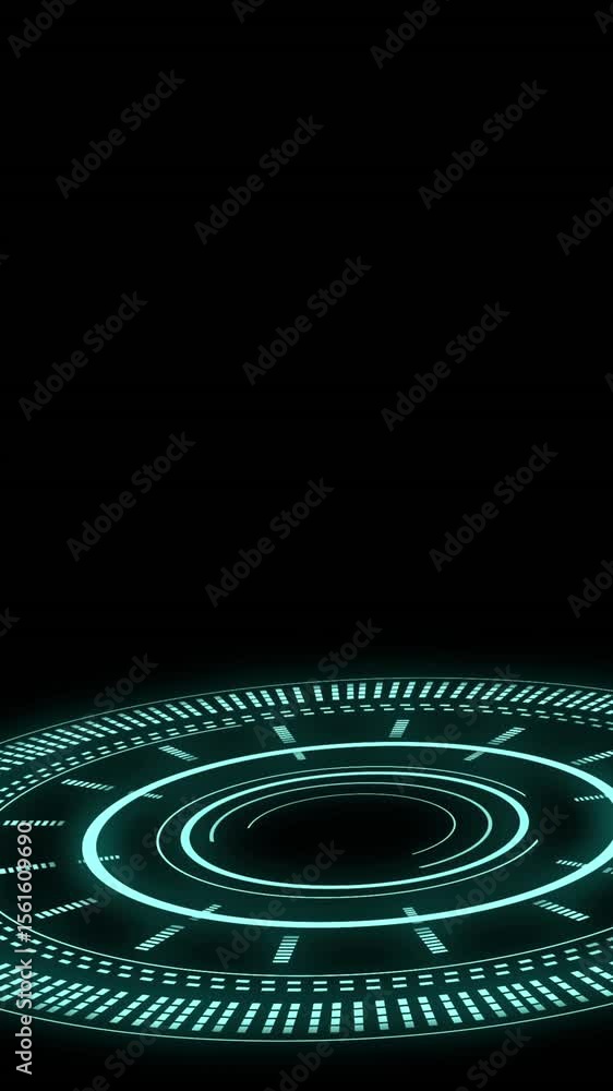Poster animation of data processing with scope scanning on black background