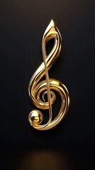 Gold treble clef on black background