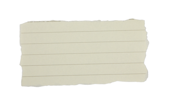 lined blank paper note torn on transparent background. for design and text