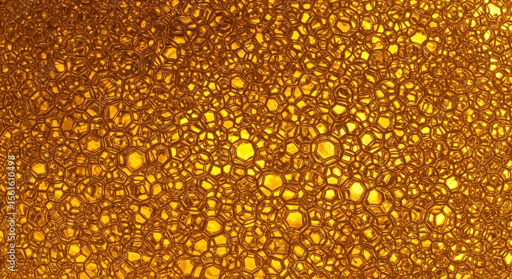 Aufkleber abstract golden honeycomb pattern with hexagonal cells creating a luminous texture effect