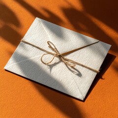 A cream-colored envelope tied with twine