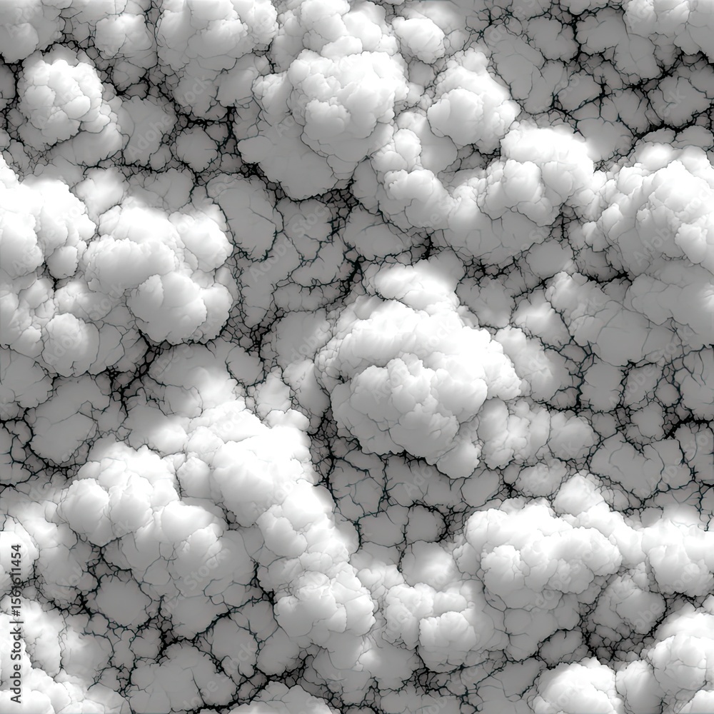 Poster abstract pattern of white clouds with dark cracks