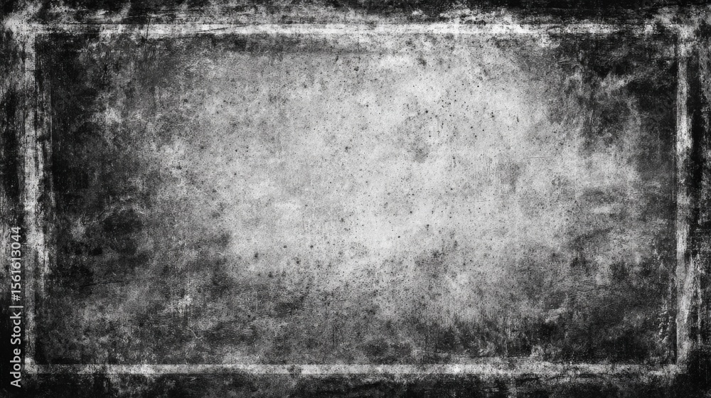 Poster Grayscale textured background with distressed rough surface and worn border design.