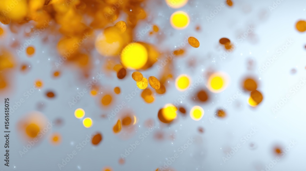 Poster glowing particles floating effect on white background
