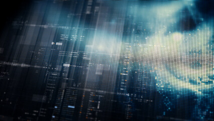 Futuristic digital screen matrix with encrypted data, hi-tech telemetry, and dynamic code patterns....