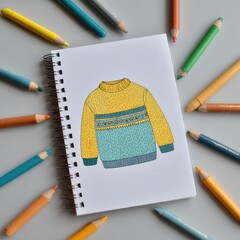 Colored drawing of a sweater