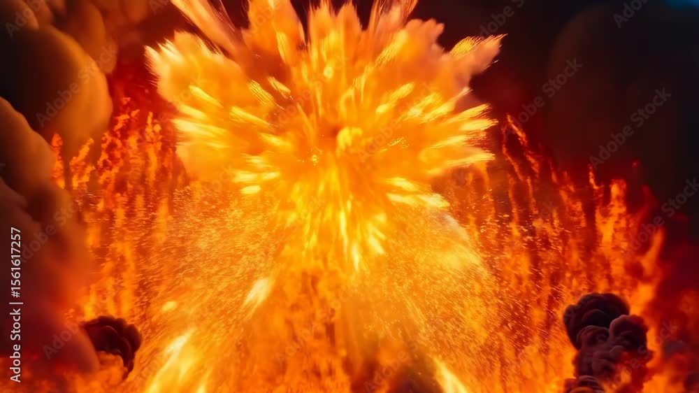 Aufkleber dynamic volcanic eruption with intense lava flow and explosive activity in high definition