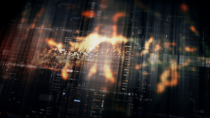 Futuristic digital screen matrix with encrypted data, hi-tech telemetry, and dynamic code patterns....