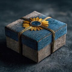 Vintage gift box with sunflower