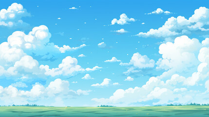 Fototapeta premium Captivating Landscape: Sky, Clouds, and Sunset in an Enchanting Oil Painting View. Mesmerizing Wallpaper with a Blend of Light Colors, Shades of Purple, Anime-style Magic, and Vibrant Splashes