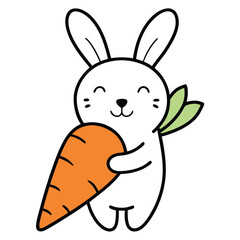 Obraz premium Charming cartoon rabbit illustration with simple line art style