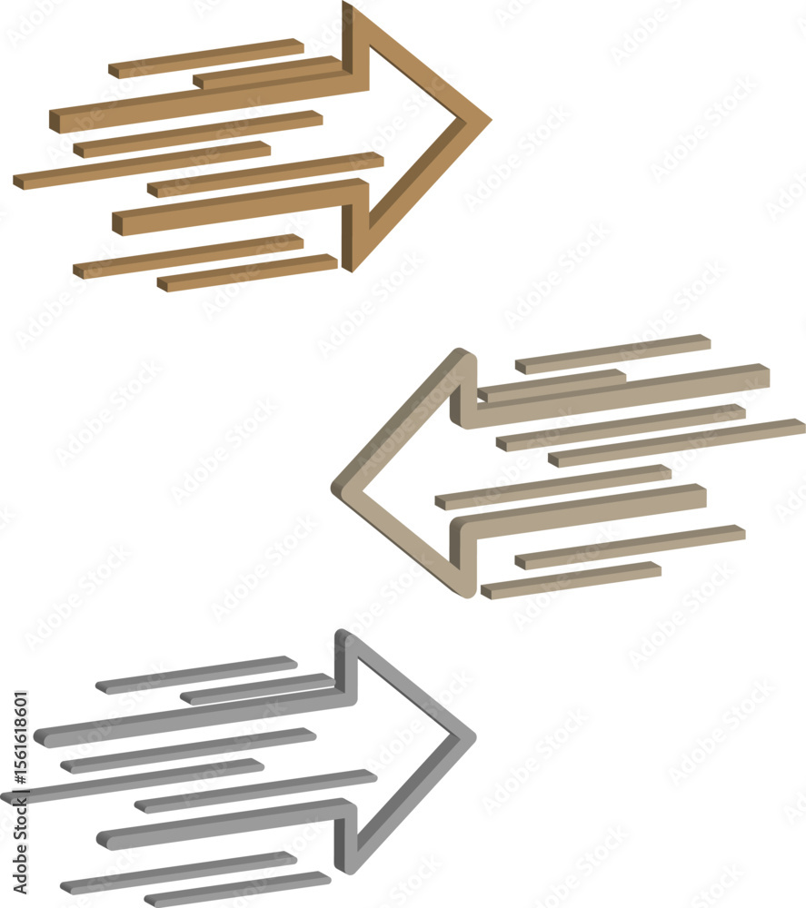 Poster metal arrow set. dual tone arrows. dynamic direction vector. motion speed concept.