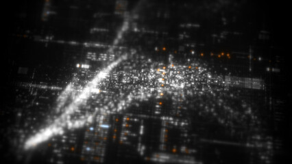 Futuristic digital screen matrix with encrypted data, hi-tech telemetry, and dynamic code patterns. Ideal for desktop displays, sci-fi UI, and cyber tech backgrounds