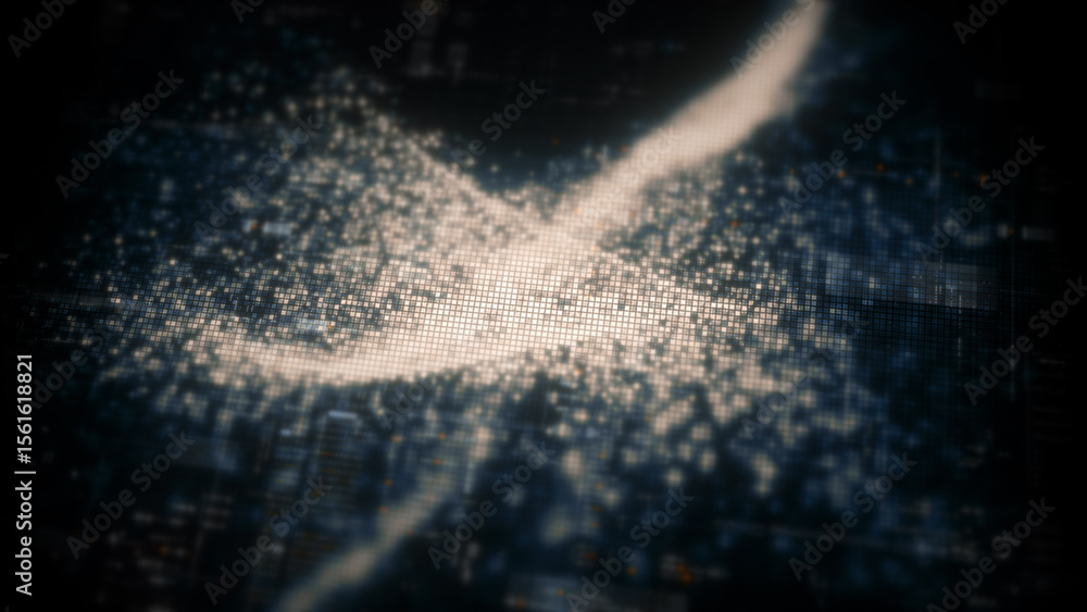 Poster Futuristic digital screen matrix with encrypted data, hi-tech telemetry, and dynamic code patterns. Ideal for desktop displays, sci-fi UI, and cyber tech backgrounds