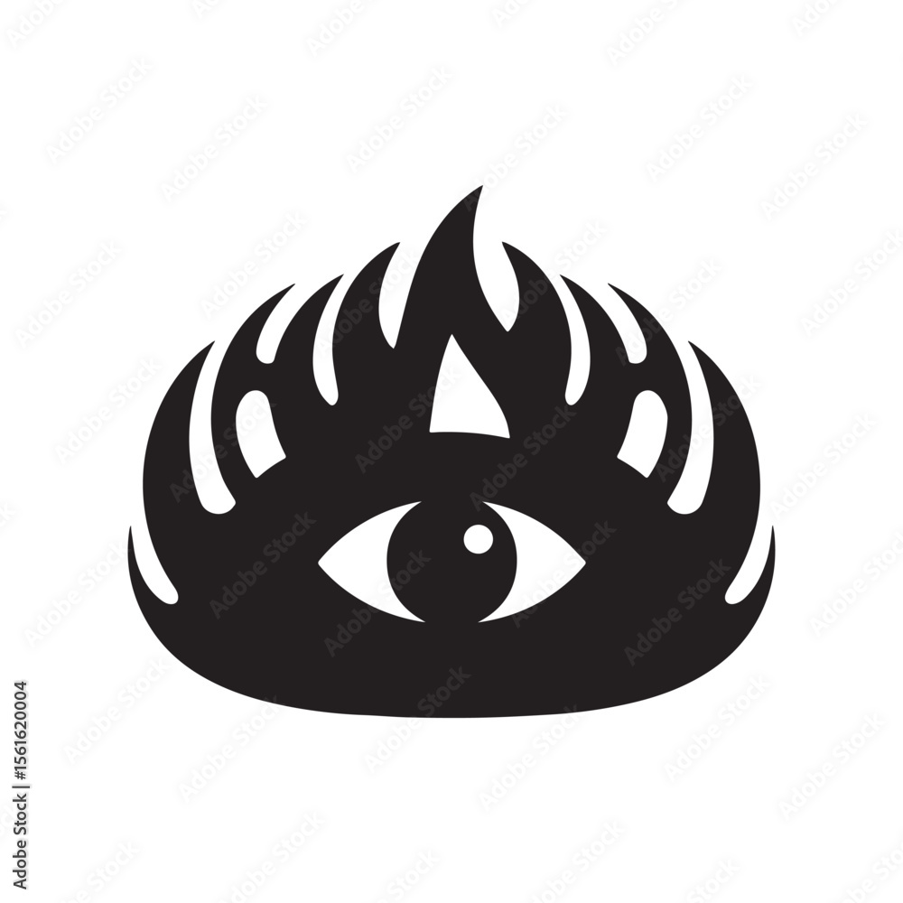 Fototapete a modern logo design featuring a stylized eye constructed with sharp, symmetrical tribal patterns.