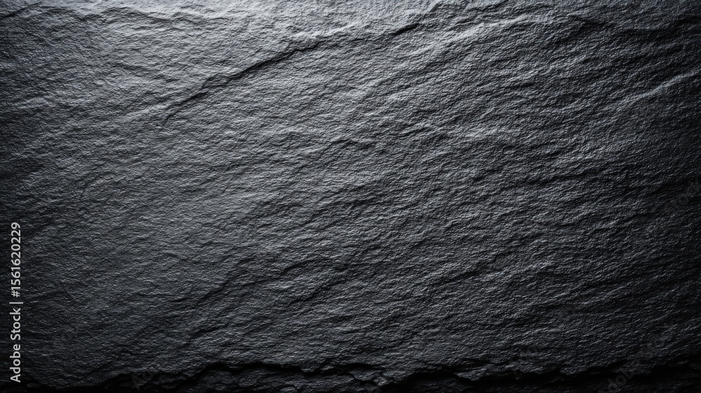 Aufkleber close-up of textured dark gray stone surface with natural rugged pattern and subtle sheen.