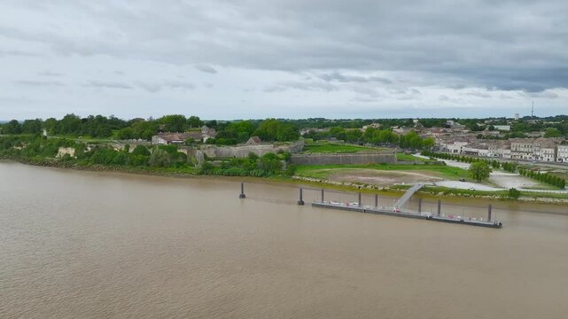 Citadel of Blaye from a drone, Blaye, Gironde Estuary, France, Europe
