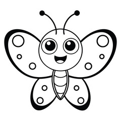 Fototapeta premium Vibrant cartoon butterfly illustration with colorful wings and antennae