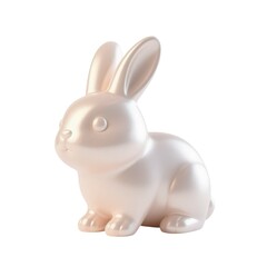 Obraz premium Ceramic Easter Bunny on White: A pristine ceramic bunny, bathed in soft light, exudes springtime charm and minimalist elegance, set against a pristine white canvas.
