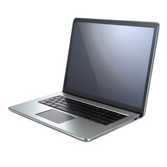 Modern silver laptop isolated on transparent background