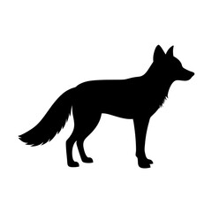 Black Fox Silhouette – Wild Animal Vector Illustration for Nature or Wildlife Themes.