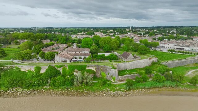 Citadel of Blaye from a drone, Blaye, Gironde Estuary, France, Europe