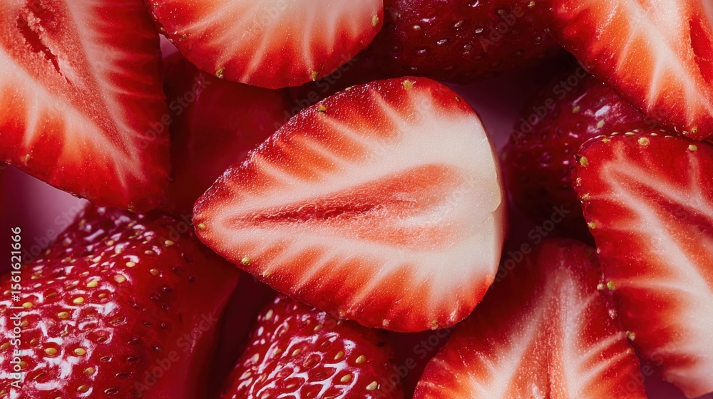 Aufkleber fresh juicy strawberries with bright red color and detailed close-up view.