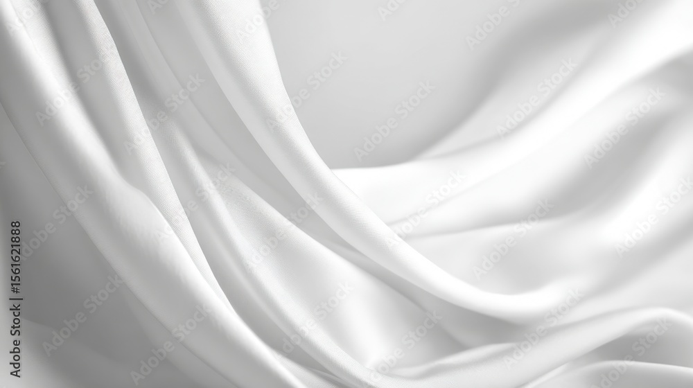 Poster luxurious smooth silky white fabric draped and flowing with soft folds and sheen.