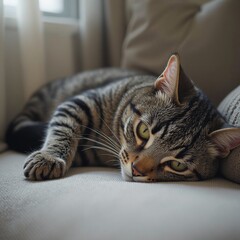 cat resting on the sofa AI generated