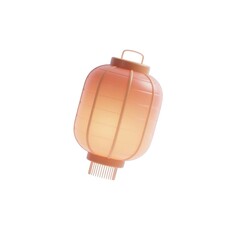 Obraz premium Floating Lantern: A soft, peach-colored lantern floats gently, its warm light emanating a sense of peace and tranquility.