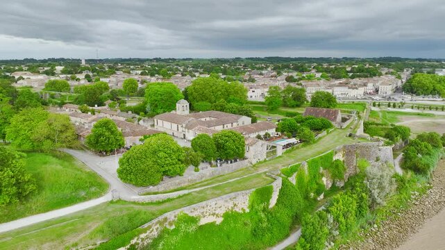 Citadel of Blaye from a drone, Blaye, Gironde Estuary, France, Europe