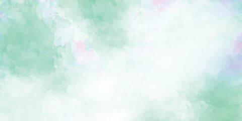 A soothing green watercolor background with soft brush textures blending into white gradient background blending pink, purple and teal hues with smooth flowing texture