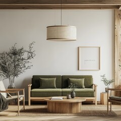 Cozy, light-filled living room with muted tones