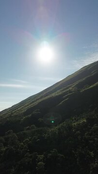drone view  sunrise over the mountains