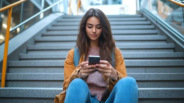 cheerful young woman pointing at a smartphone with a blank white screen, showcasing a mobile app mockup concept woman holding phone, mobile app promotion, blank screen display, p,cheerful woman, yo