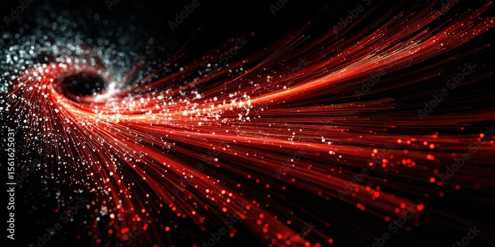 Aufkleber dynamic red and black streaks and particles creating a vibrant cosmic explosion scene.