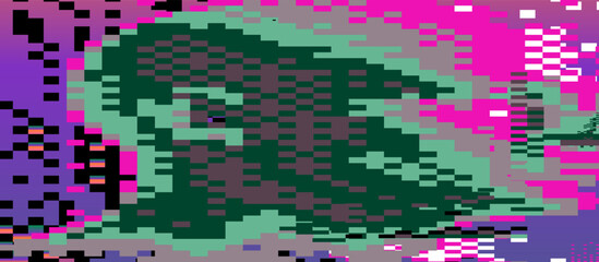 Futuristic glitch-art vector using popular digital abstract style. Neon bright pixel blocks, rectangles, and fractured lines create a dynamic, pixelated, and edgy visual effect.