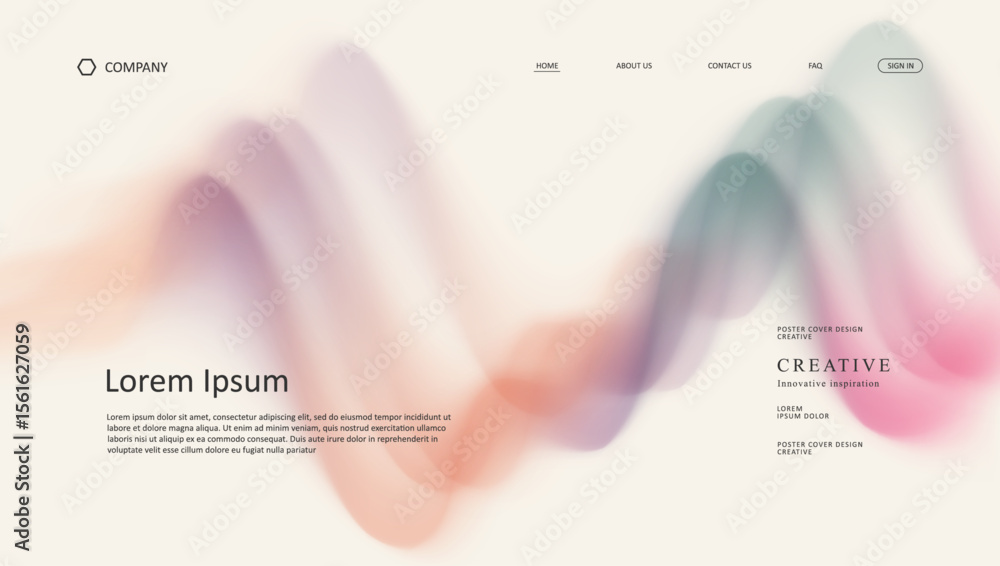 Poster abstract wave of landing page. fluid gradient website design