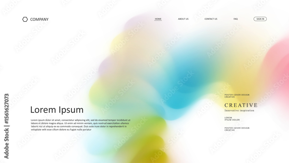 Poster abstract wave of landing page. fluid gradient website design
