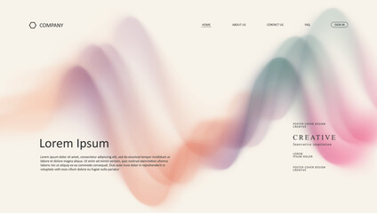 Abstract wave of landing page. fluid gradient website design	