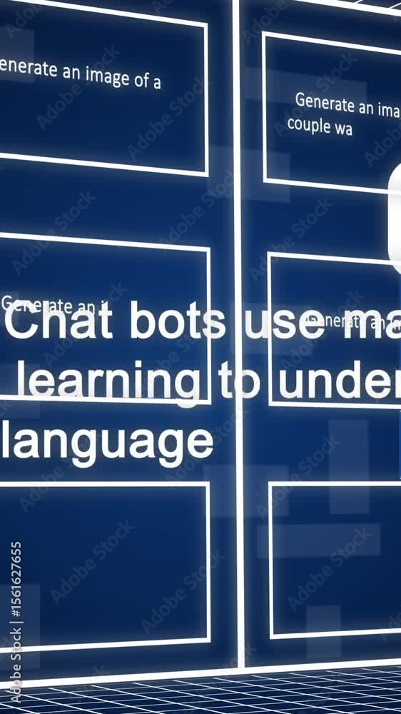 Aufkleber animation of ai data processing, chat and icons over screens