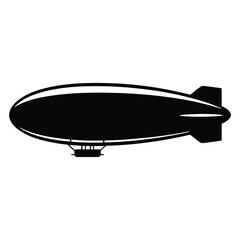 Blimp Silhouette, Vector, Illustration, Icon, Logo, White Background.