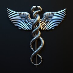 Metallic Caduceus Emblem