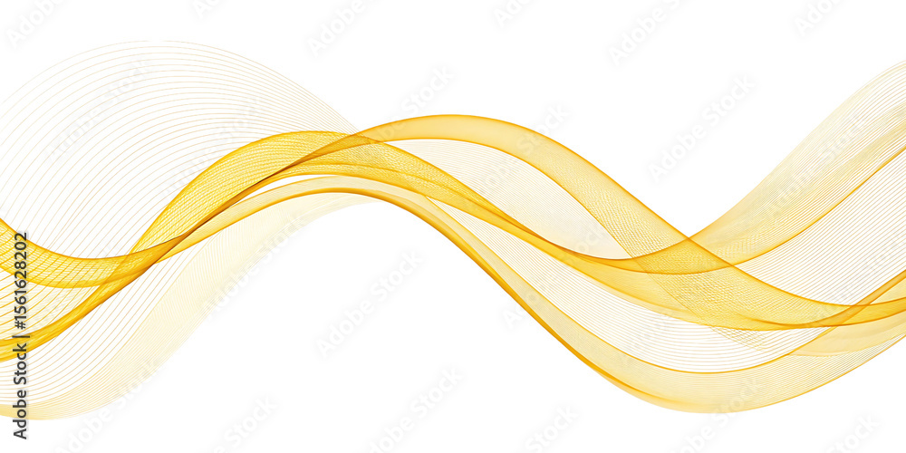 Poster abstract golden wavy lines with textured pattern isolated on transparent background