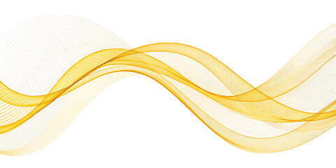 Abstract golden wavy lines with textured pattern isolated on transparent background