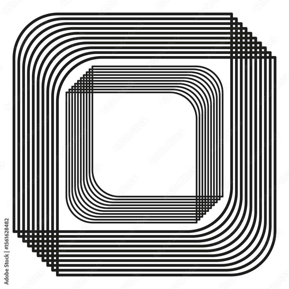 Poster layered square icon. concentric frame pattern. geometric lines vector. modern minimal contour.