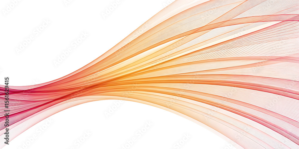 Poster abstract flowing wave of red and orange lines isolated on transparent background
