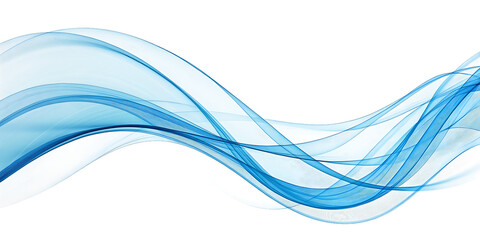 Abstract flowing blue wave lines on a transparent background isolated on transparent background