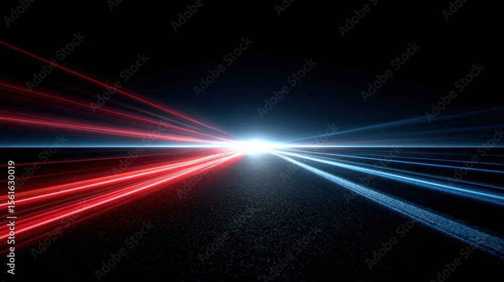 Aufkleber dynamic light streaks at night creating futuristic motion blur effect in dark environment.